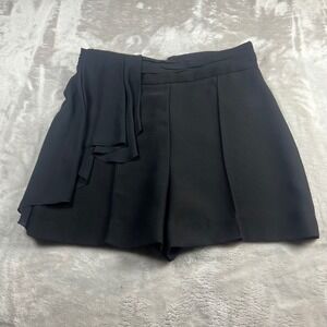 Zara Women S Small Skort Black Ruffle Draped High Waisted Dressy Shorts